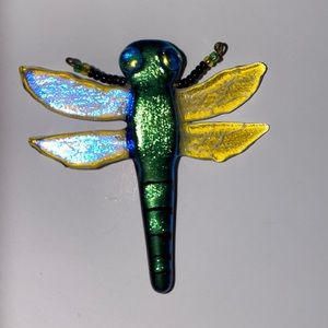Dichroic Glass and Bead Dragonfly Brooch